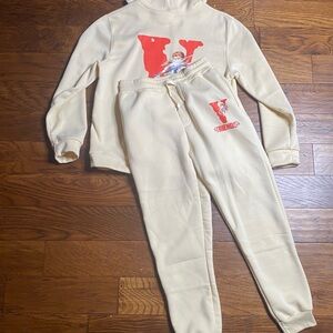 VLONE Cream Tracksuit with Red Graphic
